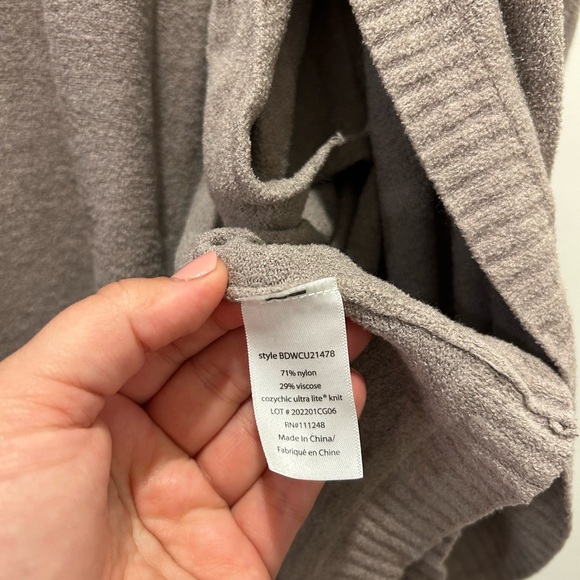 Barefoot Dreams Grey Taupe Cozychic Ultra Lite Knit Cardigan Sz L - Picture 5 of 6